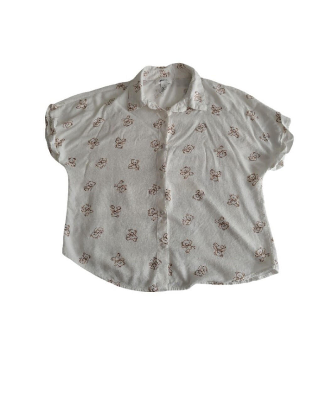 Jasper White & Brown Teddy Bear Button-up Blouse